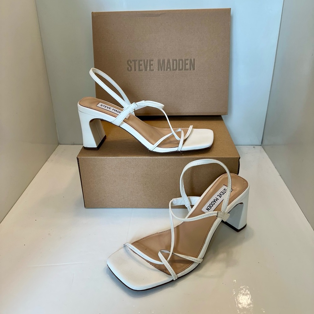 Steve Madden White Strappy Heels